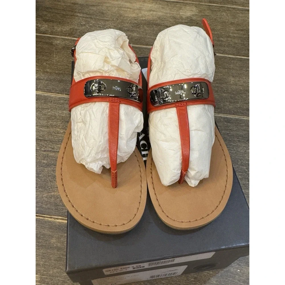 Coach Gracie Swagger Thong Sandals Burnt Orange Size‎ 5.5 New In Box